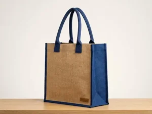 Coloured Gusset Jute Shopping Tote Bag