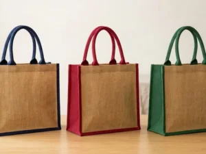 Coloured Gusset Jute Shopping Tote Bag