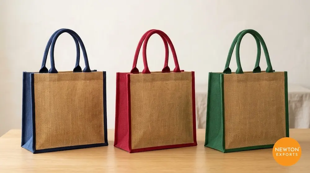 Coloured Gusset Jute Shopping Tote Bag - Image 2