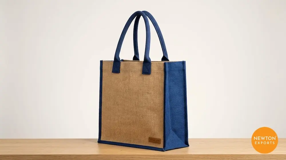 Coloured Gusset Jute Shopping Tote Bag