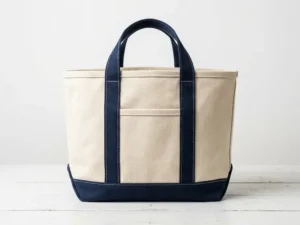 Heavy Duty Canvas Boat Tote with Contrasting Base & Straps