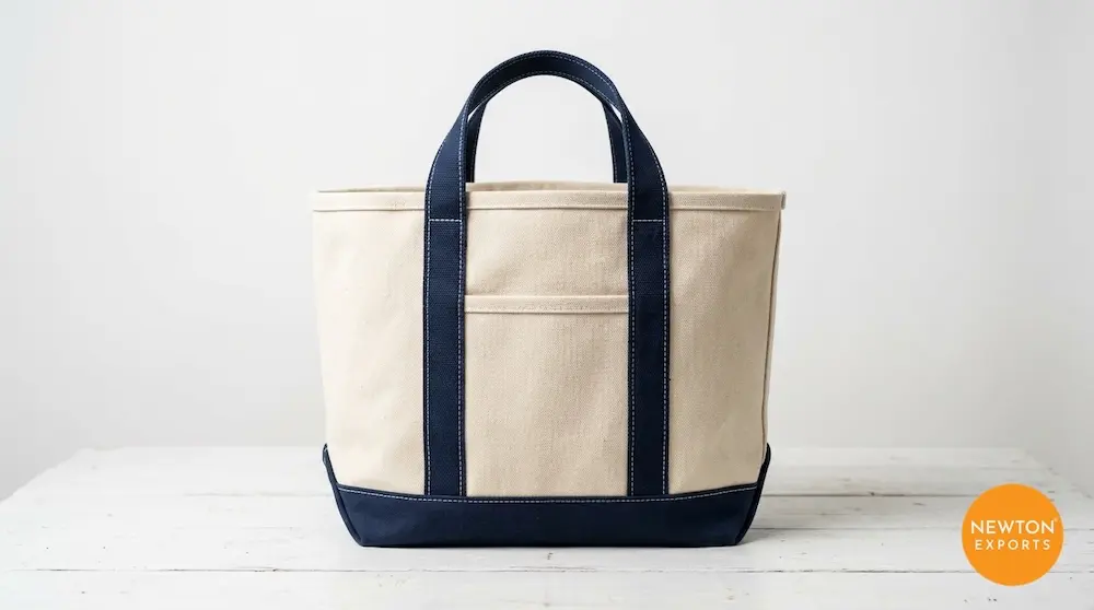 Heavy Duty Canvas Boat Tote with Contrasting Base & Straps
