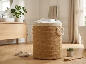 Heavy Duty Natural Jute Laundry Basket with Rope Handles