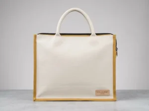 Jute & Canvas Combination Conference Bag with Zipper