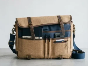Jute Messenger Laptop Bag with Adjustable Shoulder Strap