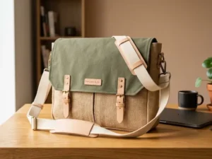 Jute Messenger Laptop Bag with Adjustable Shoulder Strap