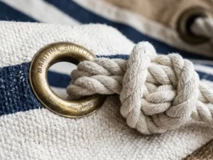 Nautical Striped Jute Beach Tote with Metal Eyelets