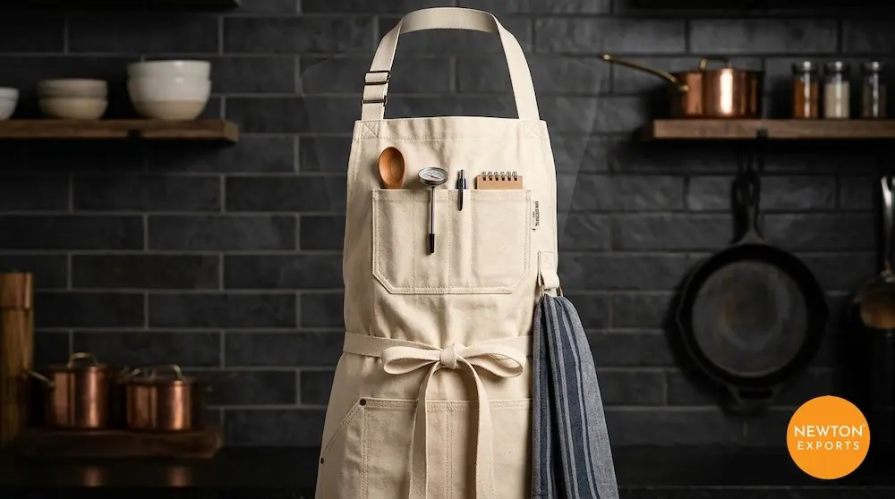 Organic Cotton Canvas Chef Apron with Utility Front Pocket
