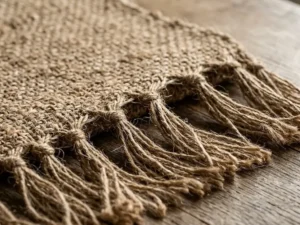 Woven Jute Table Runner with Fringed Edges