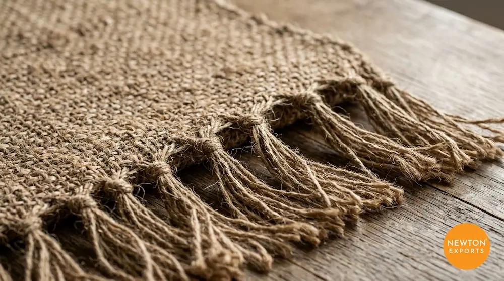 Woven Jute Table Runner with Fringed Edges - Image 2