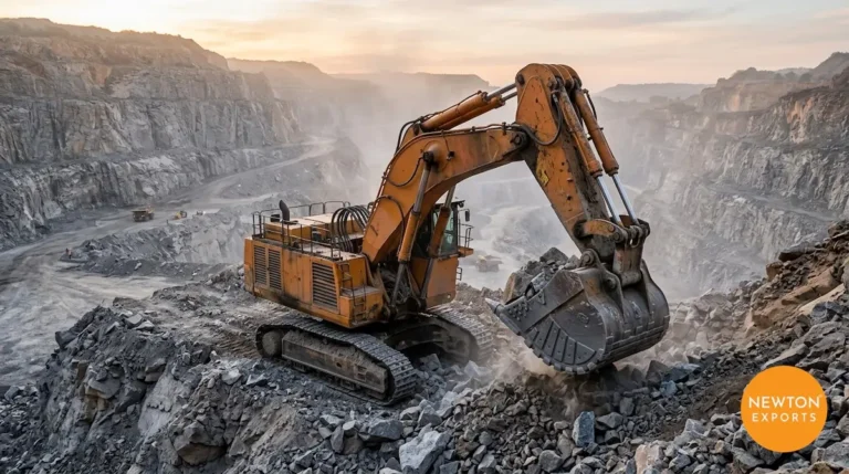 Mining excavators from India loading ore at a quarry