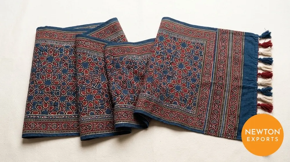 ajrakh block print table runner