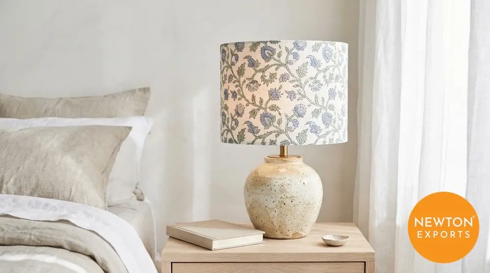 Block print shade table lamp