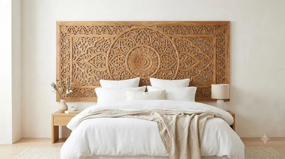 Carved wooden jaali panel