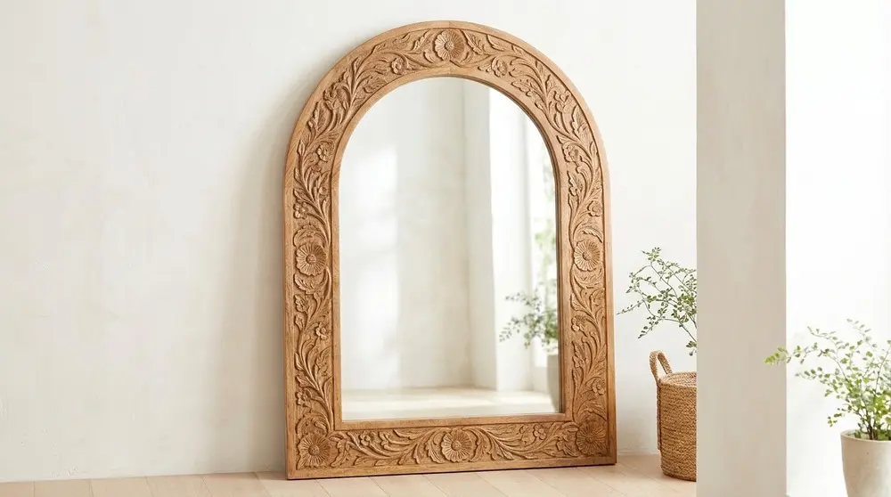 Carved Wooden Mirror