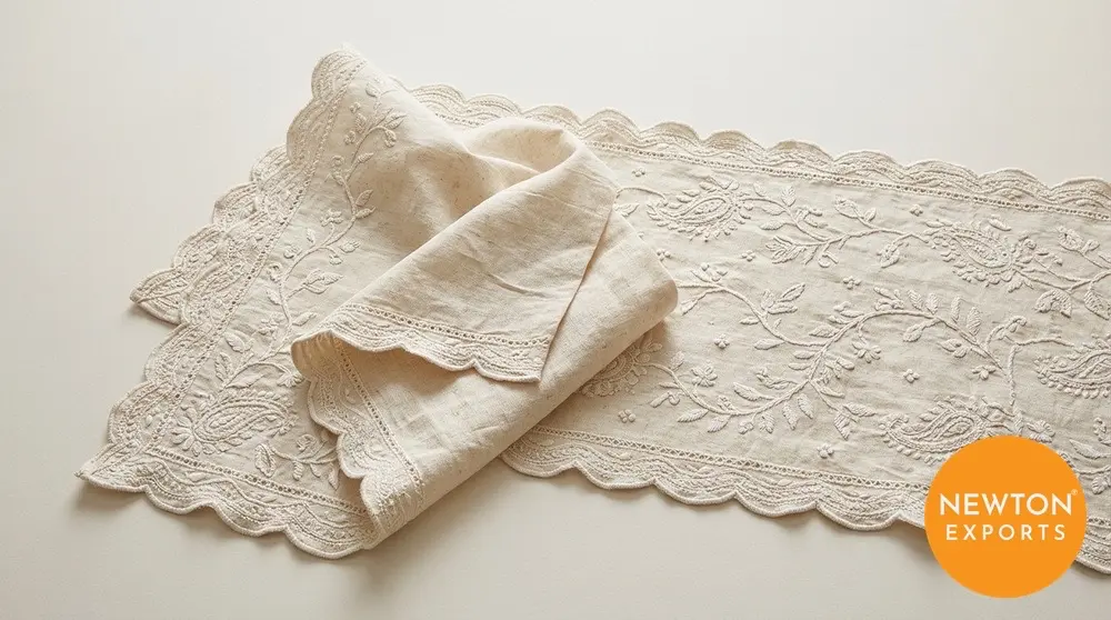 chikankari embroidered table runner