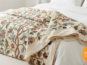 Crewel Embroidered Bedspread