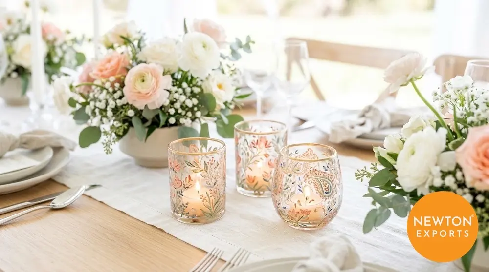 Hand painted glass votive