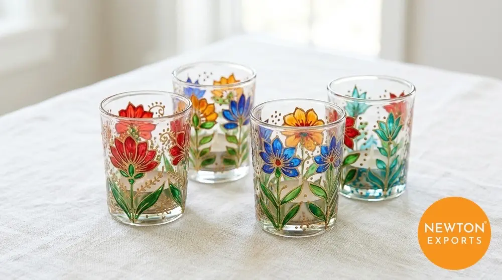 Hand Painted Glass Votive