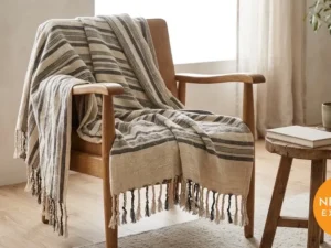 Handloom Cotton Throw with Tassels