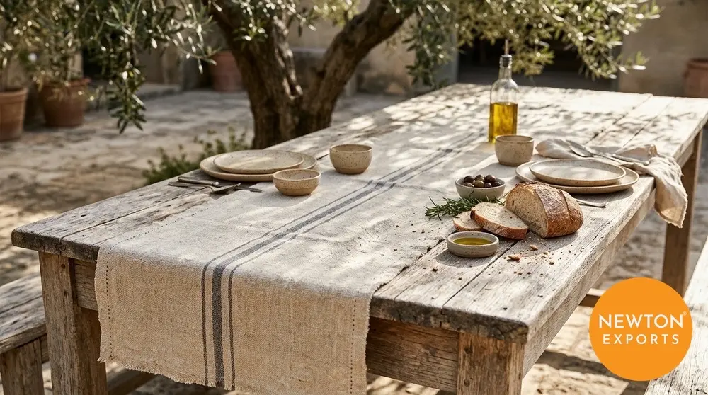 handwoven linen table runner 2