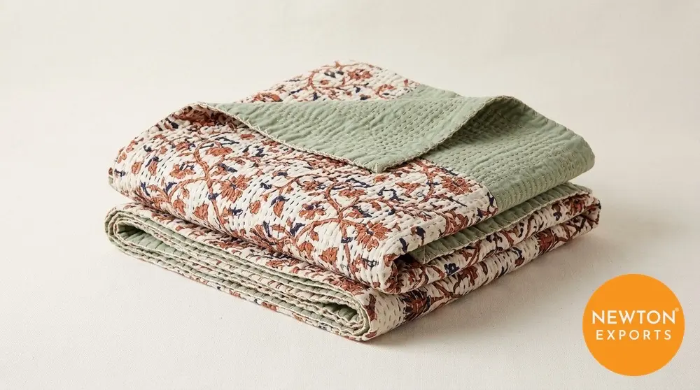 kantha quilted throw