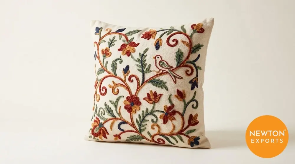 Kashmiri Crewel Cushion Cover