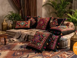 Kutch Mirror Work Cushion Cover