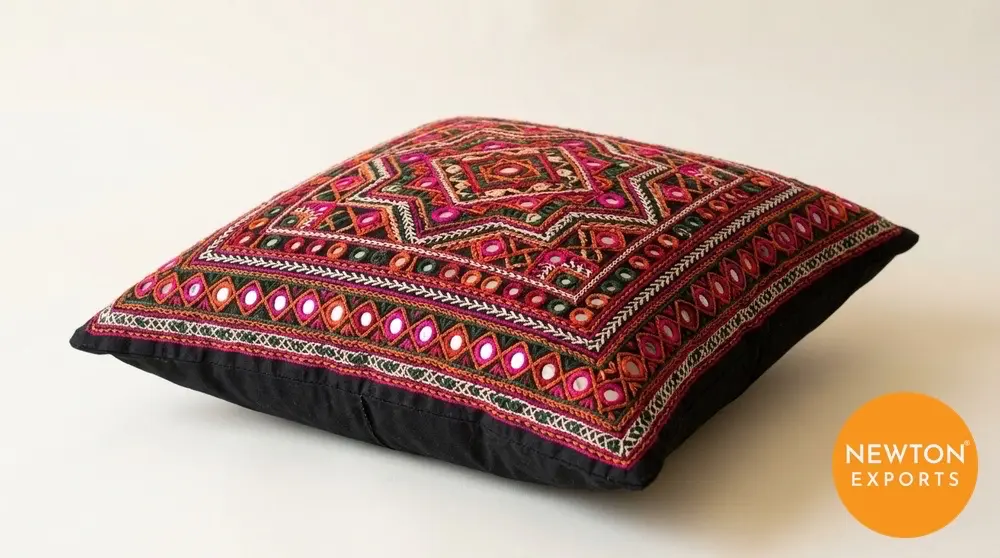 Kutch Mirror Work Cushion Cover