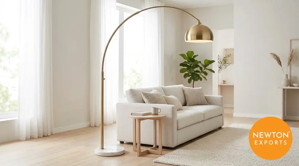 Metal arc floor lamp