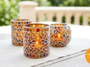 Mosaic Glass Tea Light Holder
