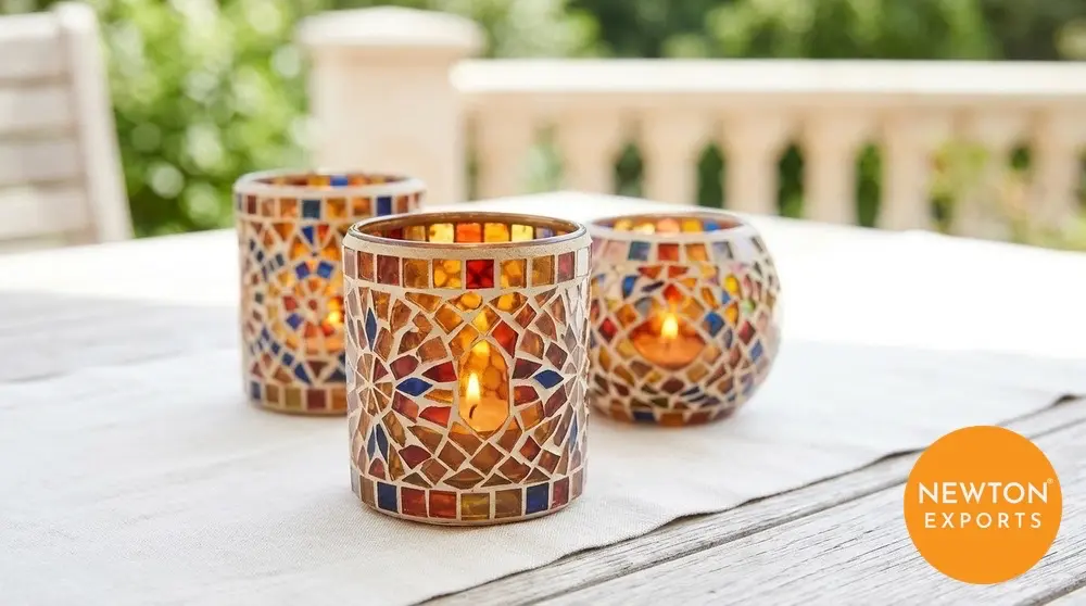 Mosaic glass tea light holder