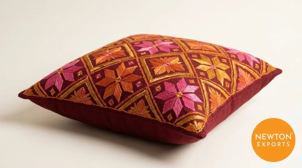 Phulkari Embroidered Cushion Cover