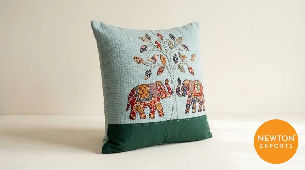 Quilted Applique Cushion Cover