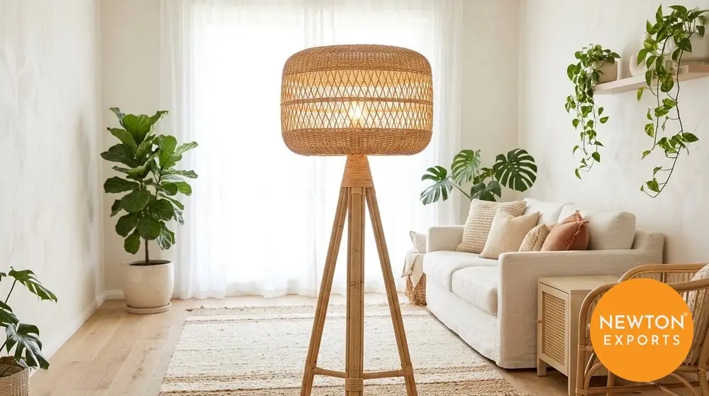 Rattan floor lamp