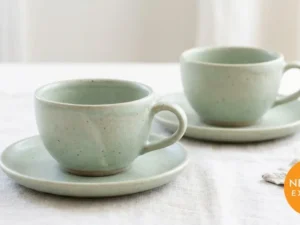 Stoneware Cup and Saucer Set