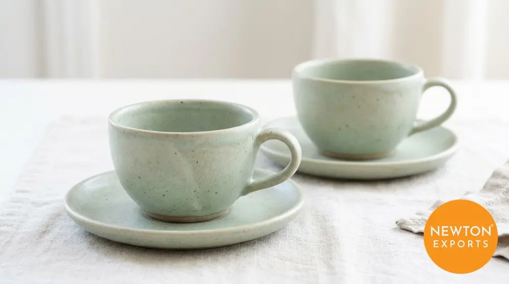 Stoneware Cup and Saucer Set