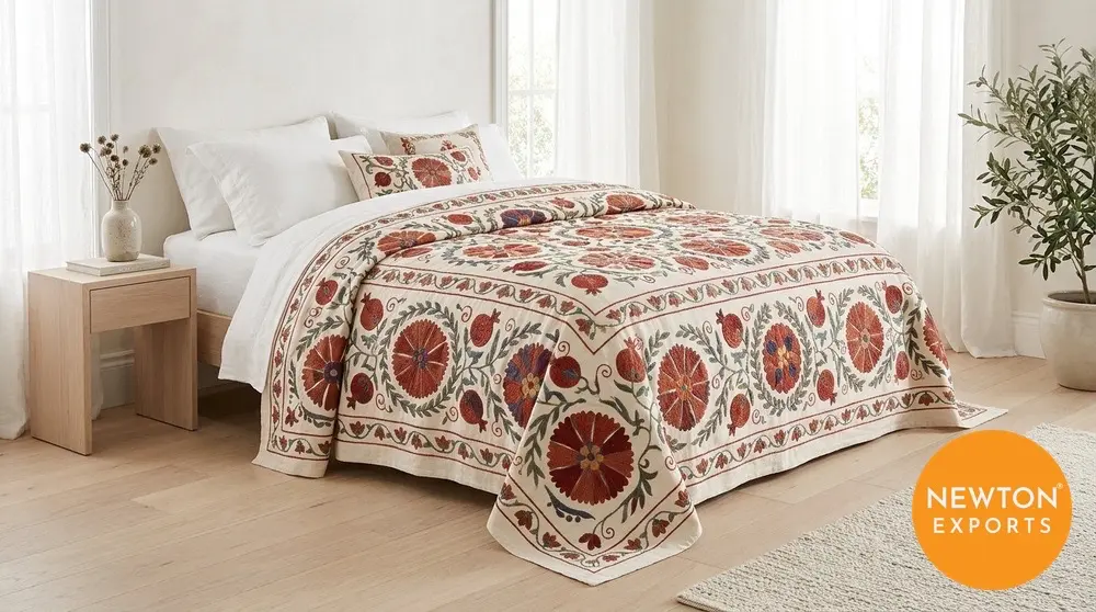 Suzani Embroidered Bedcover - Image 2
