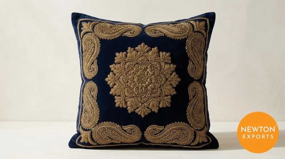 Zardozi Embroidered Cushion Cover